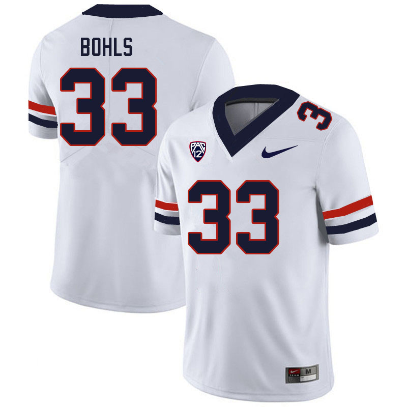 Men #33 James Bohls Arizona Wildcats College Football Jerseys Sale-White - Click Image to Close